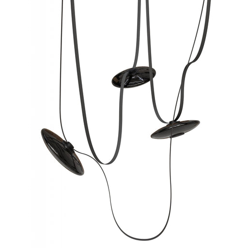 Pendant Light Avenue Lighting HF7203-G202-BLK Fremont Belt 3-Light 275"L Pendant in Black/Smoked Glass Disc Avenue Lighting