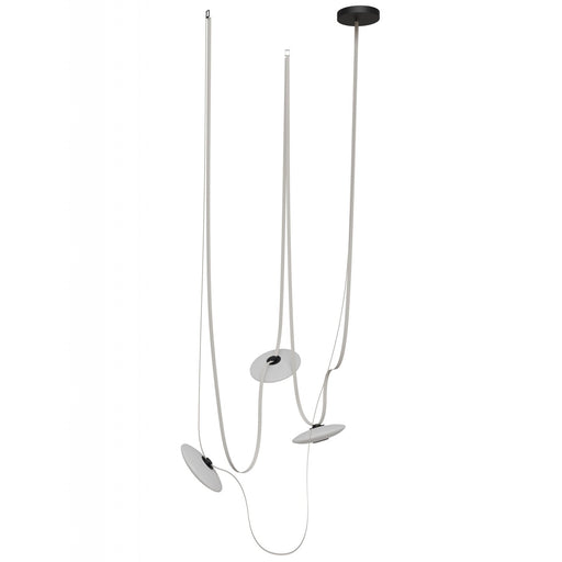 Pendant Light Avenue Lighting HF7203-G201-IVY Fremont Belt 3-Light 275"L Pendant in Ivory/White Glass Disc Avenue Lighting