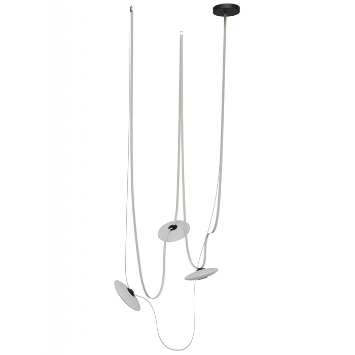 Pendant Light Avenue Lighting HF7203-G201-IVY Fremont Belt 3-Light 275"L Pendant in Ivory/White Glass Disc Avenue Lighting