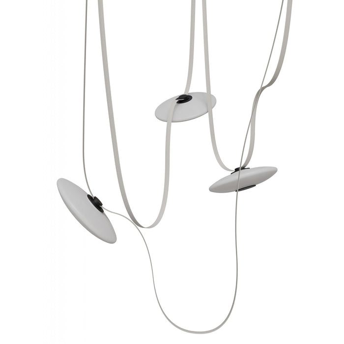 Pendant Light Avenue Lighting HF7203-G201-IVY Fremont Belt 3-Light 275"L Pendant in Ivory/White Glass Disc Avenue Lighting