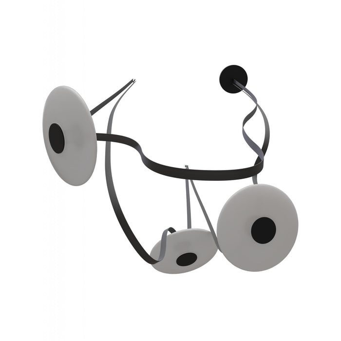 Pendant Light Avenue Lighting HF7203-G201-BLK Fremont Belt 3-Light 275"L Pendant in Black/White Glass Disc Avenue Lighting