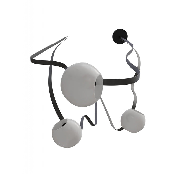 Pendant Light Avenue Lighting HF7203-G301-BLK Fremont Belt 3-Light 275"L Pendant in Black/White Glass Open Globes Avenue Lighting