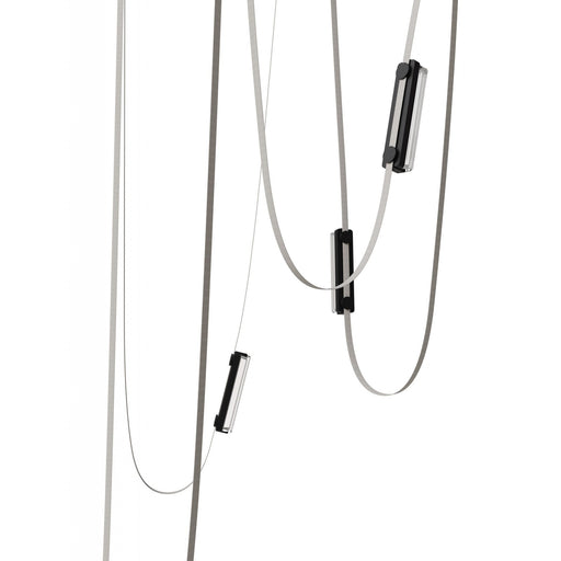 Pendant Light Avenue Lighting HF7205-G400-IVY Fremont Belt 5-Light 551"L Pendant in Ivory/Clear Ribbed Glass Bars Avenue Lighting