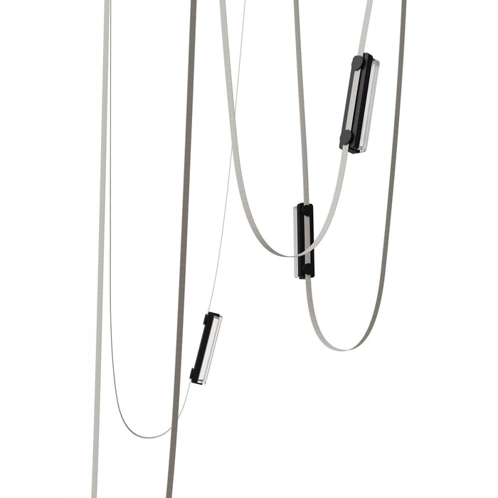 Pendant Light Avenue Lighting HF7205-G400-IVY Fremont Belt 5-Light 551"L Pendant in Ivory/Clear Ribbed Glass Bars Avenue Lighting