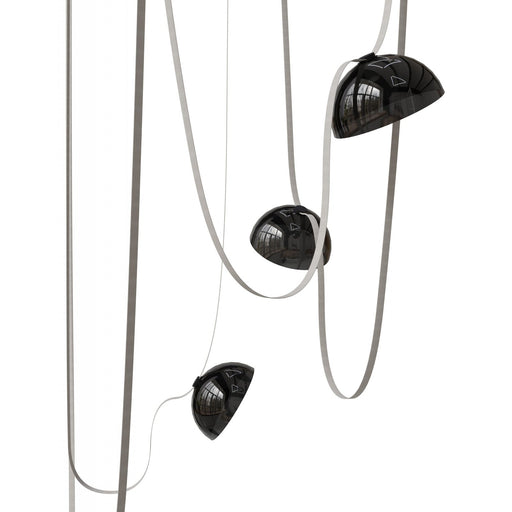 Pendant Light Avenue Lighting HF7205-G102-IVY Fremont Belt 5-Light 551"L Pendant in Ivory/Smoked Glass Bowls Avenue Lighting