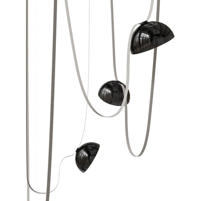 Pendant Light Avenue Lighting HF7205-G102-IVY Fremont Belt 5-Light 551"L Pendant in Ivory/Smoked Glass Bowls Avenue Lighting