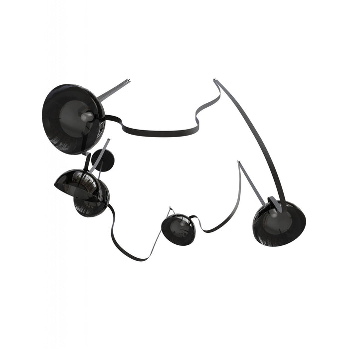 Pendant Light Avenue Lighting HF7205-G102-BLK Fremont Belt 5-Light 551"L Pendant in Black/Smoked Glass Bowls Avenue Lighting