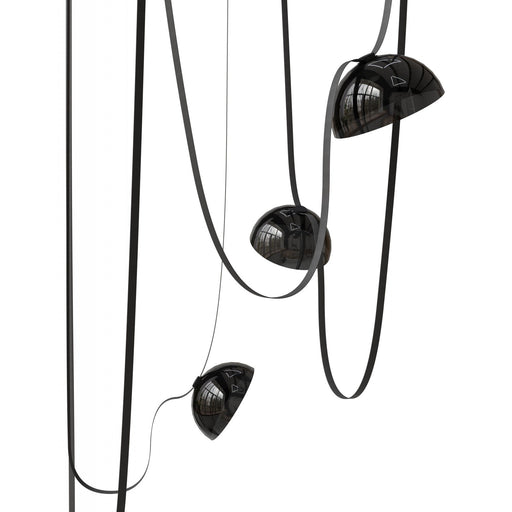 Pendant Light Avenue Lighting HF7205-G102-BLK Fremont Belt 5-Light 551"L Pendant in Black/Smoked Glass Bowls Avenue Lighting