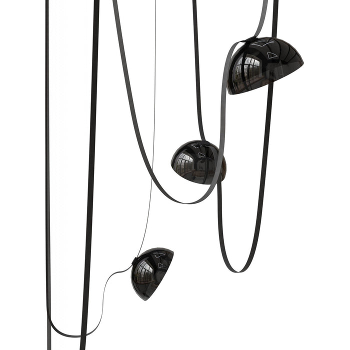 Pendant Light Avenue Lighting HF7205-G102-BLK Fremont Belt 5-Light 551"L Pendant in Black/Smoked Glass Bowls Avenue Lighting