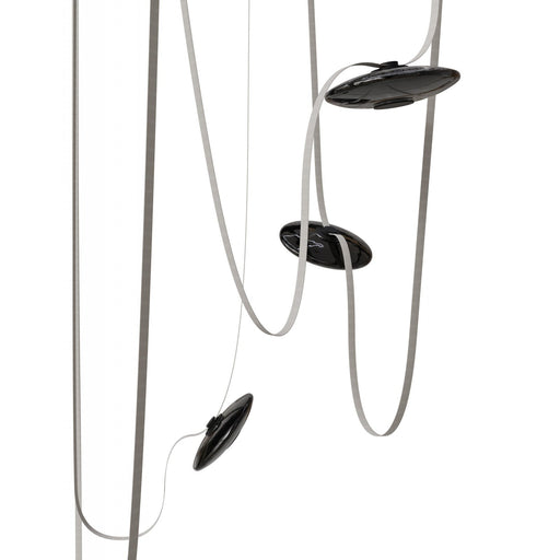 Pendant Light Avenue Lighting HF7205-G202-IVY Fremont Belt 5-Light 551"L Pendant in Ivory/Smoked Glass Disc Avenue Lighting