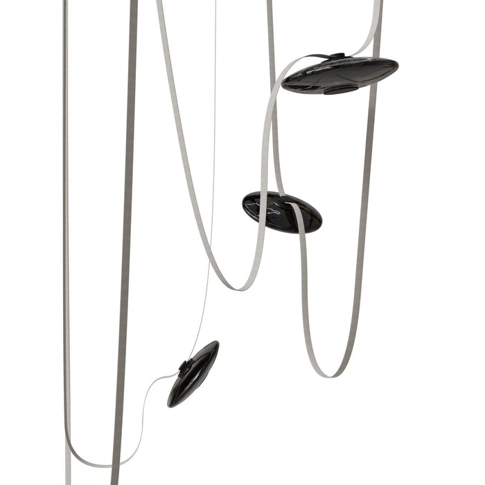 Pendant Light Avenue Lighting HF7205-G202-IVY Fremont Belt 5-Light 551"L Pendant in Ivory/Smoked Glass Disc Avenue Lighting