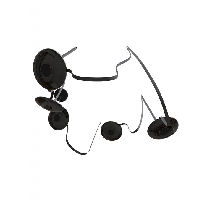 Pendant Light Avenue Lighting HF7205-G202-BLK Fremont Belt 5-Light 551"L Pendant in Black/Smoked Glass Disc Avenue Lighting