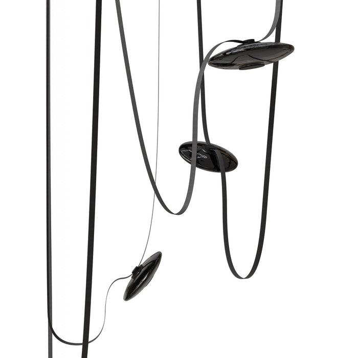 Pendant Light Avenue Lighting HF7205-G202-BLK Fremont Belt 5-Light 551"L Pendant in Black/Smoked Glass Disc Avenue Lighting