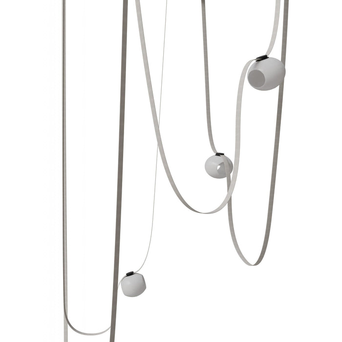 Pendant Light Avenue Lighting HF7205-G301-IVY Fremont Belt 5-Light 551"L Pendant in Ivory/White Glass Open Globes Avenue Lighting
