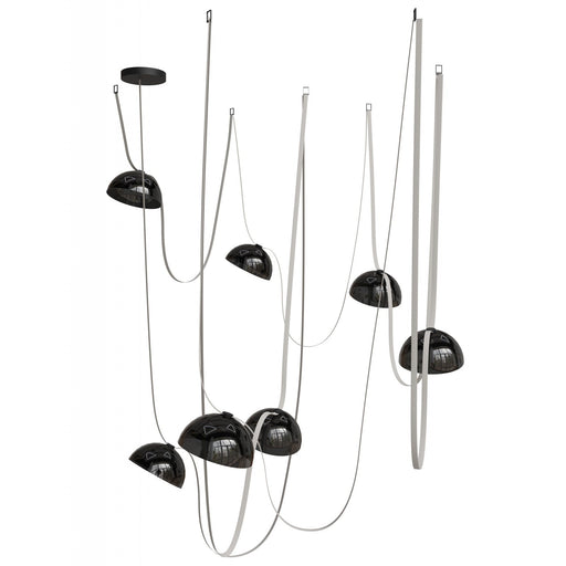 Pendant Light Avenue Lighting HF7207-G102-IVY Fremont Belt 7-Light 826"L Pendant in Ivory/Smoked Glass Bowls Avenue Lighting
