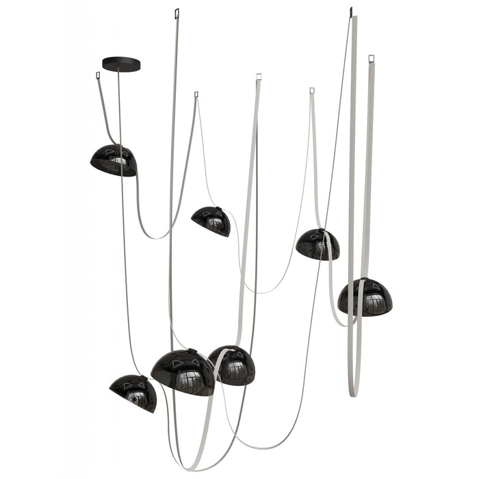 Pendant Light Avenue Lighting HF7207-G102-IVY Fremont Belt 7-Light 826"L Pendant in Ivory/Smoked Glass Bowls Avenue Lighting