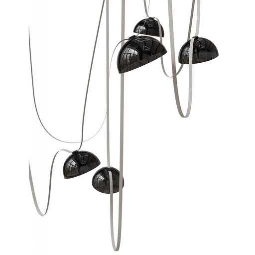 Pendant Light Avenue Lighting HF7207-G102-IVY Fremont Belt 7-Light 826"L Pendant in Ivory/Smoked Glass Bowls Avenue Lighting