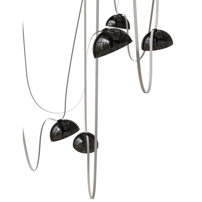 Pendant Light Avenue Lighting HF7207-G102-IVY Fremont Belt 7-Light 826"L Pendant in Ivory/Smoked Glass Bowls Avenue Lighting