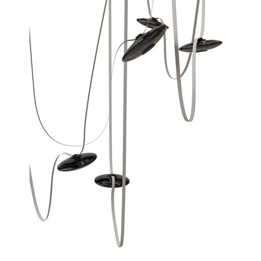 Pendant Light Avenue Lighting HF7207-G202-IVY Fremont Belt 7-Light 826"L Pendant in Ivory/Smoked Glass Disc Avenue Lighting