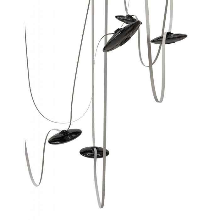 Pendant Light Avenue Lighting HF7207-G202-IVY Fremont Belt 7-Light 826"L Pendant in Ivory/Smoked Glass Disc Avenue Lighting