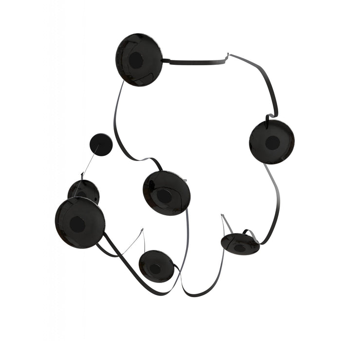 Pendant Light Avenue Lighting HF7207-G202-BLK Fremont Belt 7-Light 826"L Pendant in Black/Smoked Glass Disc Avenue Lighting