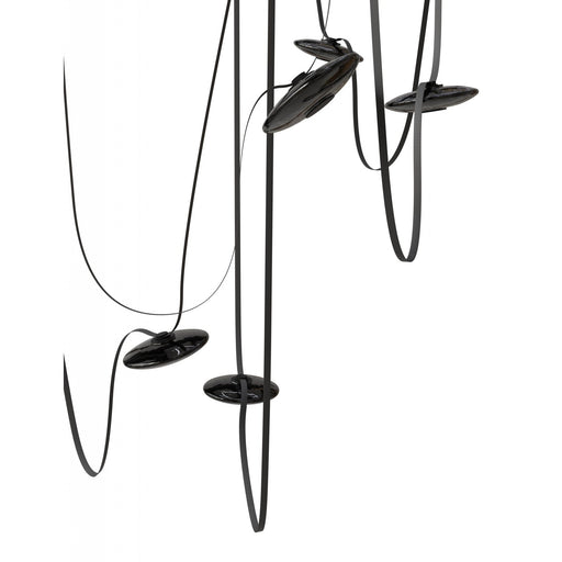 Pendant Light Avenue Lighting HF7207-G202-BLK Fremont Belt 7-Light 826"L Pendant in Black/Smoked Glass Disc Avenue Lighting