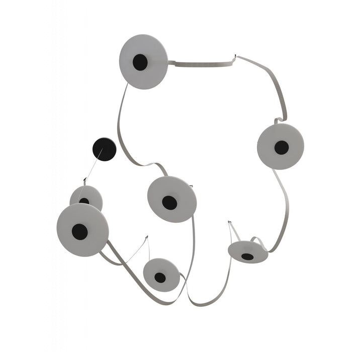 Pendant Light Avenue Lighting HF7207-G201-IVY Fremont Belt 7-Light 826"L Pendant in Ivory/White Glass Disc Avenue Lighting