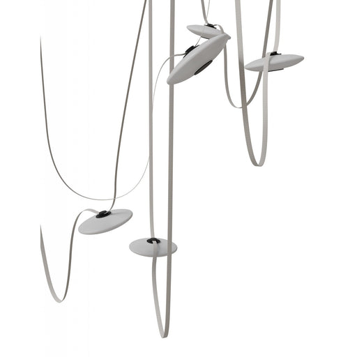 Pendant Light Avenue Lighting HF7207-G201-IVY Fremont Belt 7-Light 826"L Pendant in Ivory/White Glass Disc Avenue Lighting