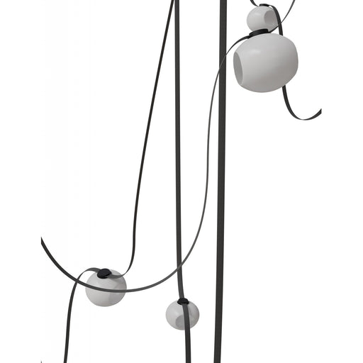Pendant Light Avenue Lighting HF7207-G301-BLK Fremont Belt 7-Light 826"L Pendant in Black/White Glass Open Globes Avenue Lighting