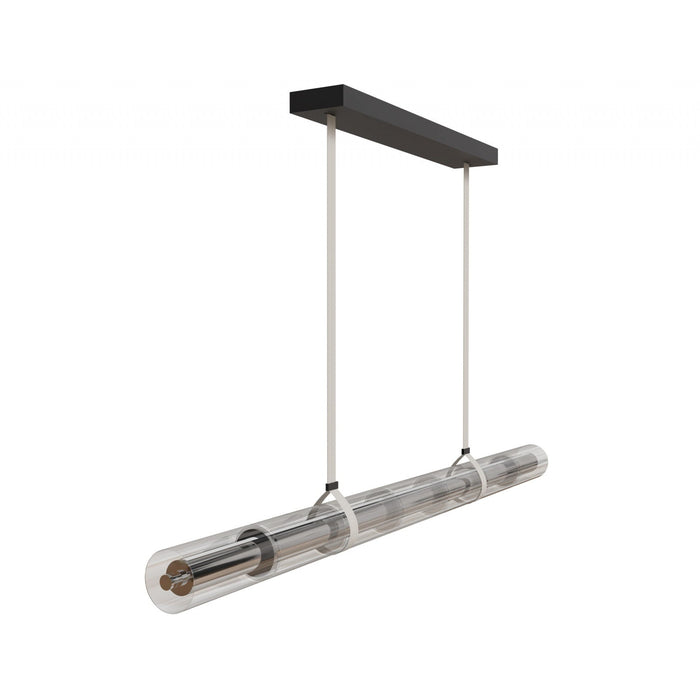 Pendant Light Avenue Lighting HF7800-IVY Fremont 64"W Tubular LED Pendant in Ivory/Clear Glass in Black Avenue Lighting