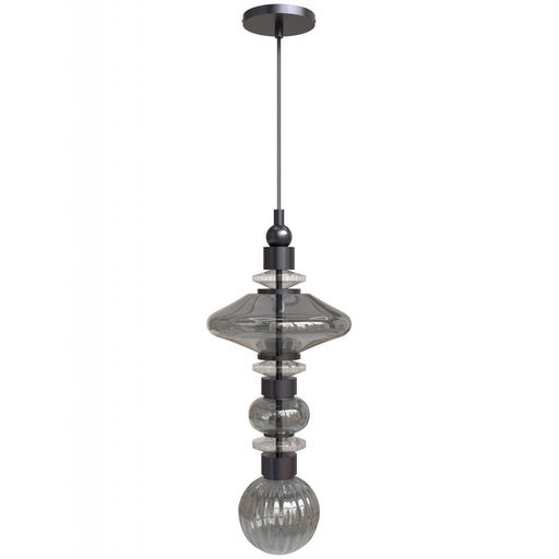 Pendant Light Avenue Lighting HF7900-BK Avra 21"H Top Stacked LED Pendant in Black/Smoked Glass Avenue Lighting
