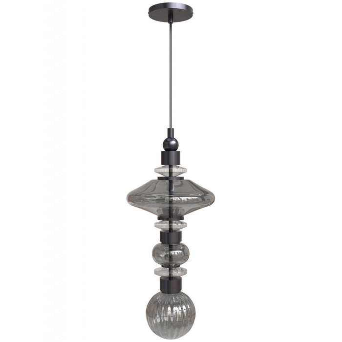 Pendant Light Avenue Lighting HF7900-BK Avra 21"H Top Stacked LED Pendant in Black/Smoked Glass Avenue Lighting