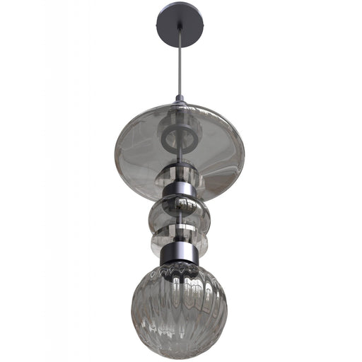 Pendant Light Avenue Lighting HF7900-BK Avra 21"H Top Stacked LED Pendant in Black/Smoked Glass Avenue Lighting