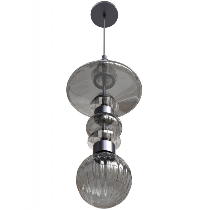 Pendant Light Avenue Lighting HF7900-BK Avra 21"H Top Stacked LED Pendant in Black/Smoked Glass Avenue Lighting