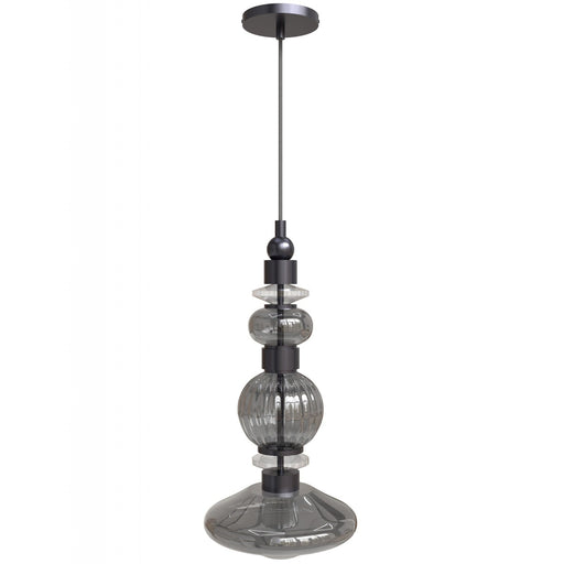 Pendant Light Avenue Lighting HF7901-BK Avra 20" Bottom Stacked LED Pendant in Black/Smoked Glass Avenue Lighting