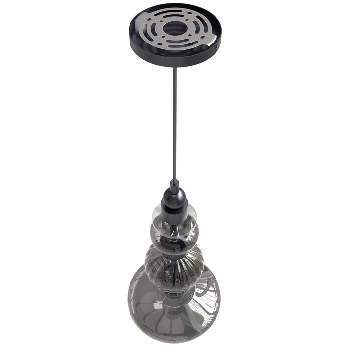 Pendant Light Avenue Lighting HF7901-BK Avra 20" Bottom Stacked LED Pendant in Black/Smoked Glass Avenue Lighting