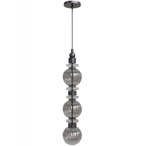 Pendant Light Avenue Lighting HF7903-BK Avra 27"H Stacked LED Pendant in Black/Smoked Glass Avenue Lighting