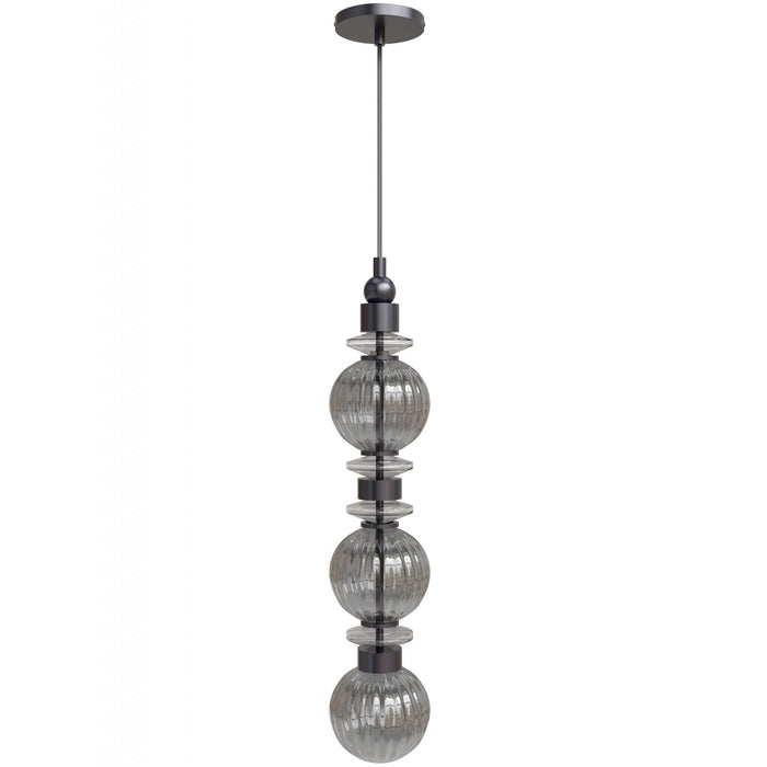 Pendant Light Avenue Lighting HF7903-BK Avra 27"H Stacked LED Pendant in Black/Smoked Glass Avenue Lighting