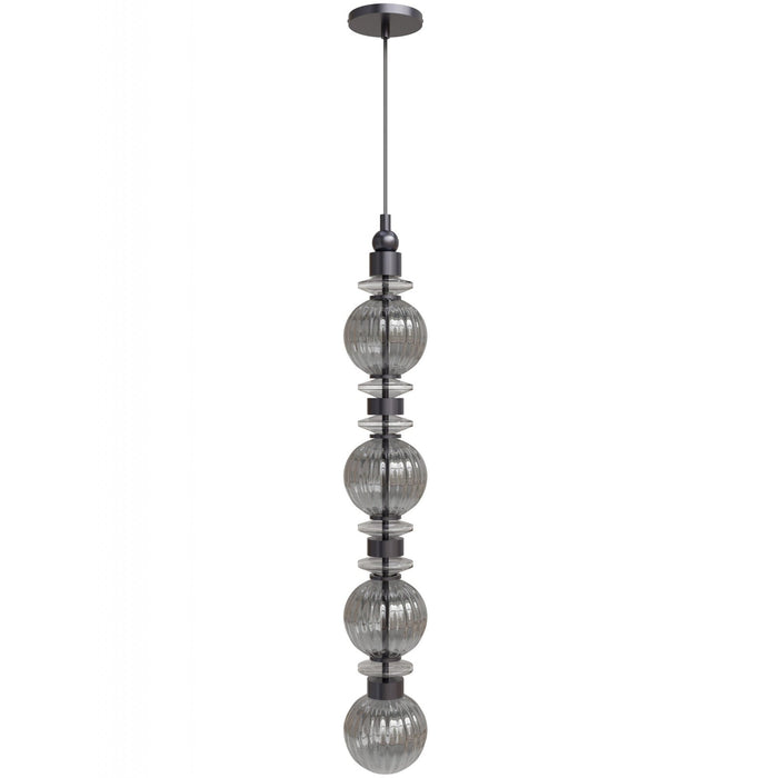 Pendant Light Avenue Lighting HF7904-BK Avra 36"H Stacked LED Pendant in Black/Smoked Glass Avenue Lighting