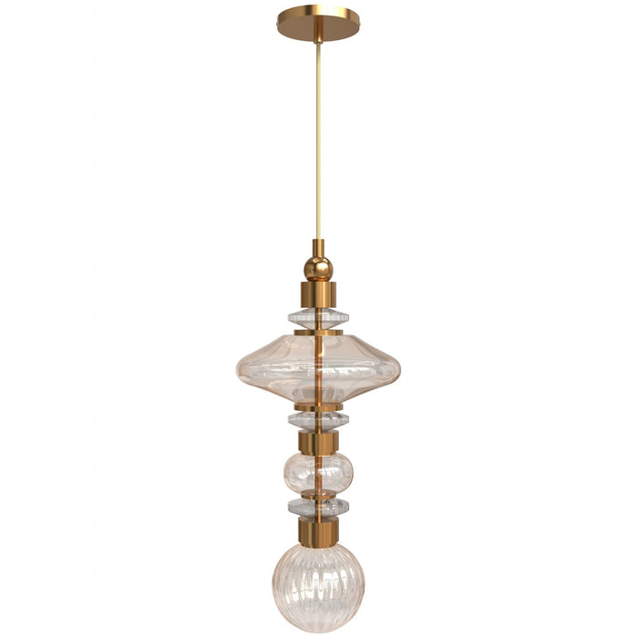 Pendant Light Avenue Lighting HF7900-AB Avra 20"H Top Stacked LED Pendant in Aged Brass/Clear Glass Avenue Lighting