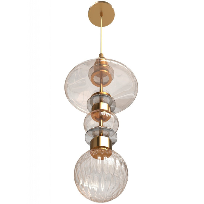 Pendant Light Avenue Lighting HF7900-AB Avra 20"H Top Stacked LED Pendant in Aged Brass/Clear Glass Avenue Lighting