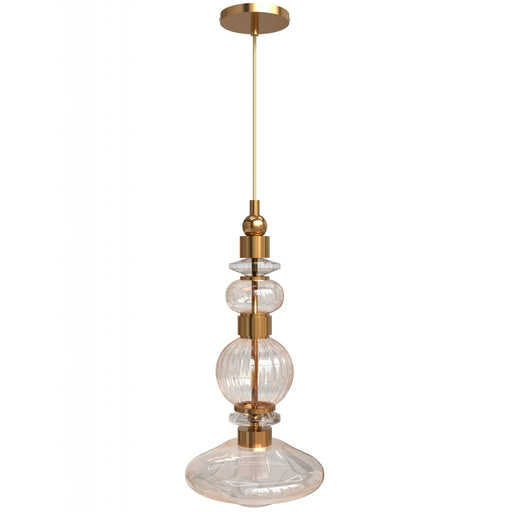 Pendant Light Avenue Lighting HF7901-AB Avra 20"H Bottom Stacked LED Pendant in Aged Brass/Clear Glass Avenue Lighting