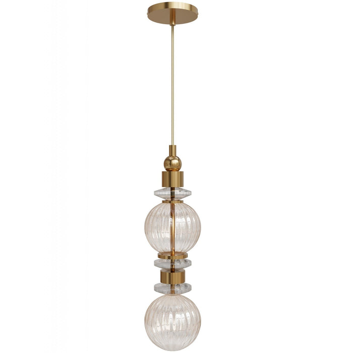 Pendant Light Avenue Lighting HF7902-AB Avra 18"H Stacked LED Pendant in Aged Brass/Clear Glass Avenue Lighting