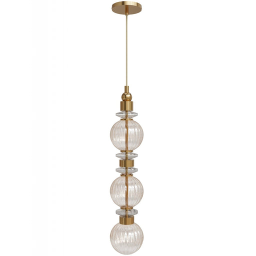 Pendant Light Avenue Lighting HF7903-AB Avra 26"H Stacked LED Pendant in Aged Brass/Clear Glass Avenue Lighting