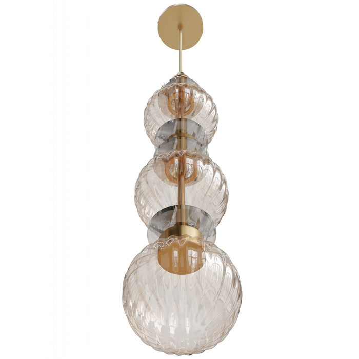 Pendant Light Avenue Lighting HF7903-AB Avra 26"H Stacked LED Pendant in Aged Brass/Clear Glass Avenue Lighting