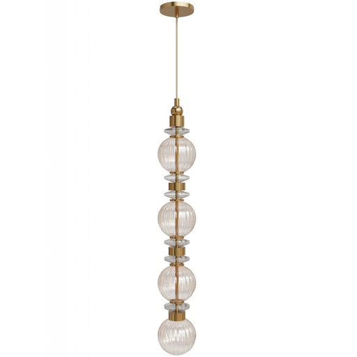 Pendant Light Avenue Lighting HF7904-AB Avra 36"H Stacked LED Pendant in Aged Brass/Clear Glass Avenue Lighting