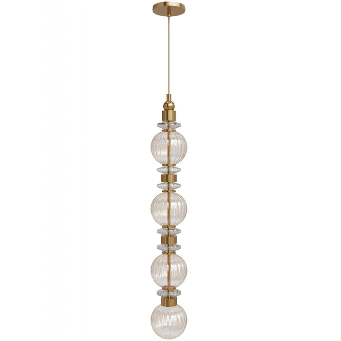Pendant Light Avenue Lighting HF7904-AB Avra 36"H Stacked LED Pendant in Aged Brass/Clear Glass Avenue Lighting