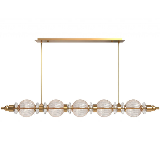 Pendant Light Avenue Lighting HF7955-AB Avra 5-Light 48"W Linear LED Pendant in Aged Brass/Clear Glass Avenue Lighting