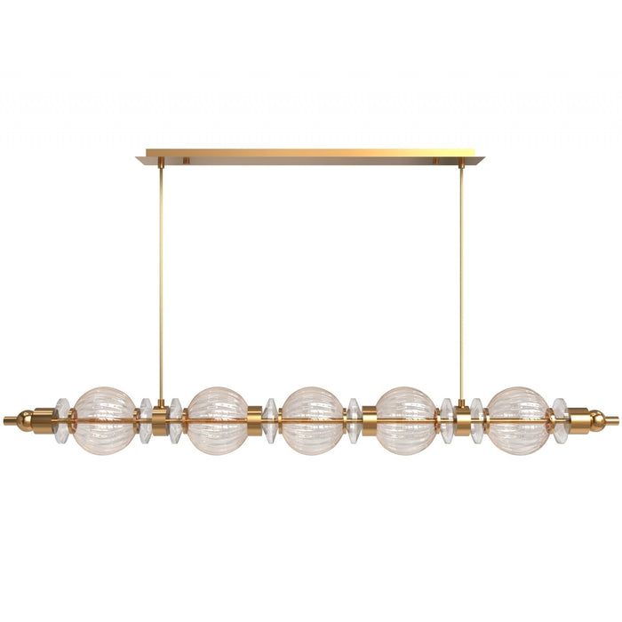Pendant Light Avenue Lighting HF7955-AB Avra 5-Light 48"W Linear LED Pendant in Aged Brass/Clear Glass Avenue Lighting