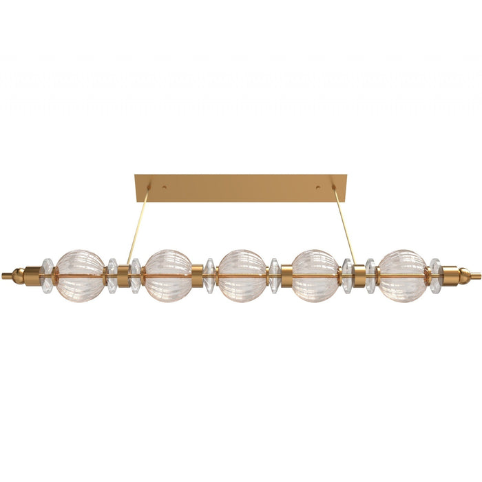 Pendant Light Avenue Lighting HF7955-AB Avra 5-Light 48"W Linear LED Pendant in Aged Brass/Clear Glass Avenue Lighting